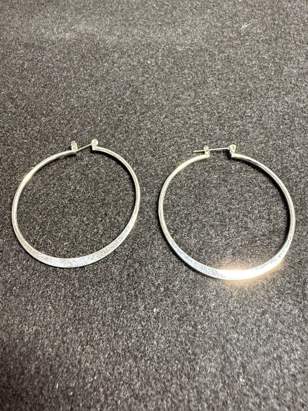 Vintage Italian Jewelry Silver Tone Hoop Earrings Large Round Classic